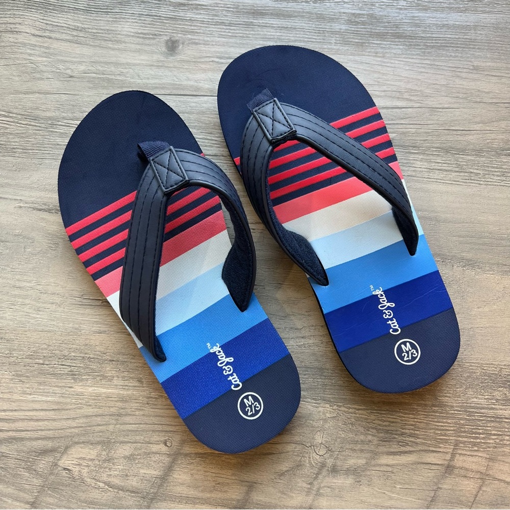 Cat & Jack Navy and Red Striped Sandals